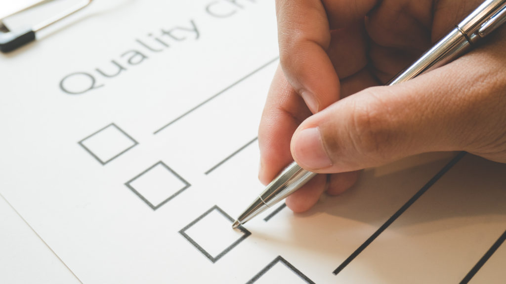 A blank Quality Management System Assessment checklist