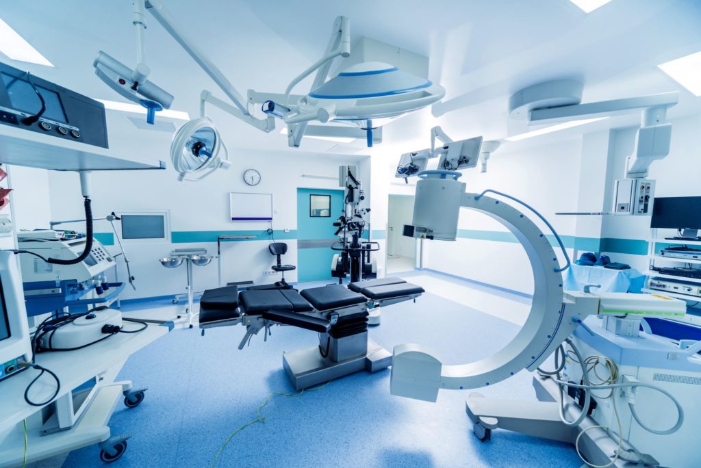 Modern medical devices in an operating room.